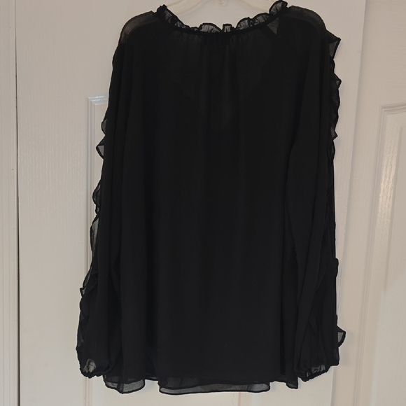 Carmen Marc Valvo Black Ruffled Blouse - Picture 4 of 4